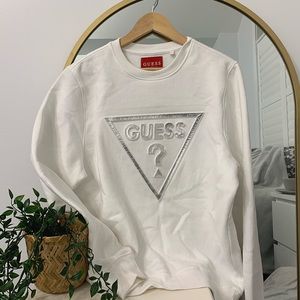 White Oversized women’s guess crewneck sweater